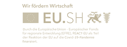 Logo eines Sand Partners mit dem Text EU.SH Wir fördern Wirtschaft